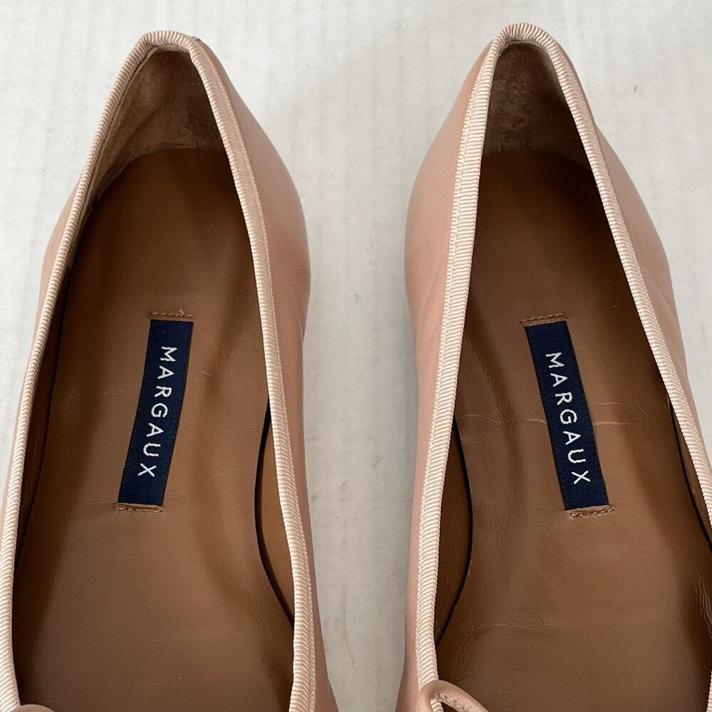 Margaux The Pointe Nude Leather Pointed Toe Ballet Flats Bow Preppy EU 36.5 US 6 - Picture 10 of 16